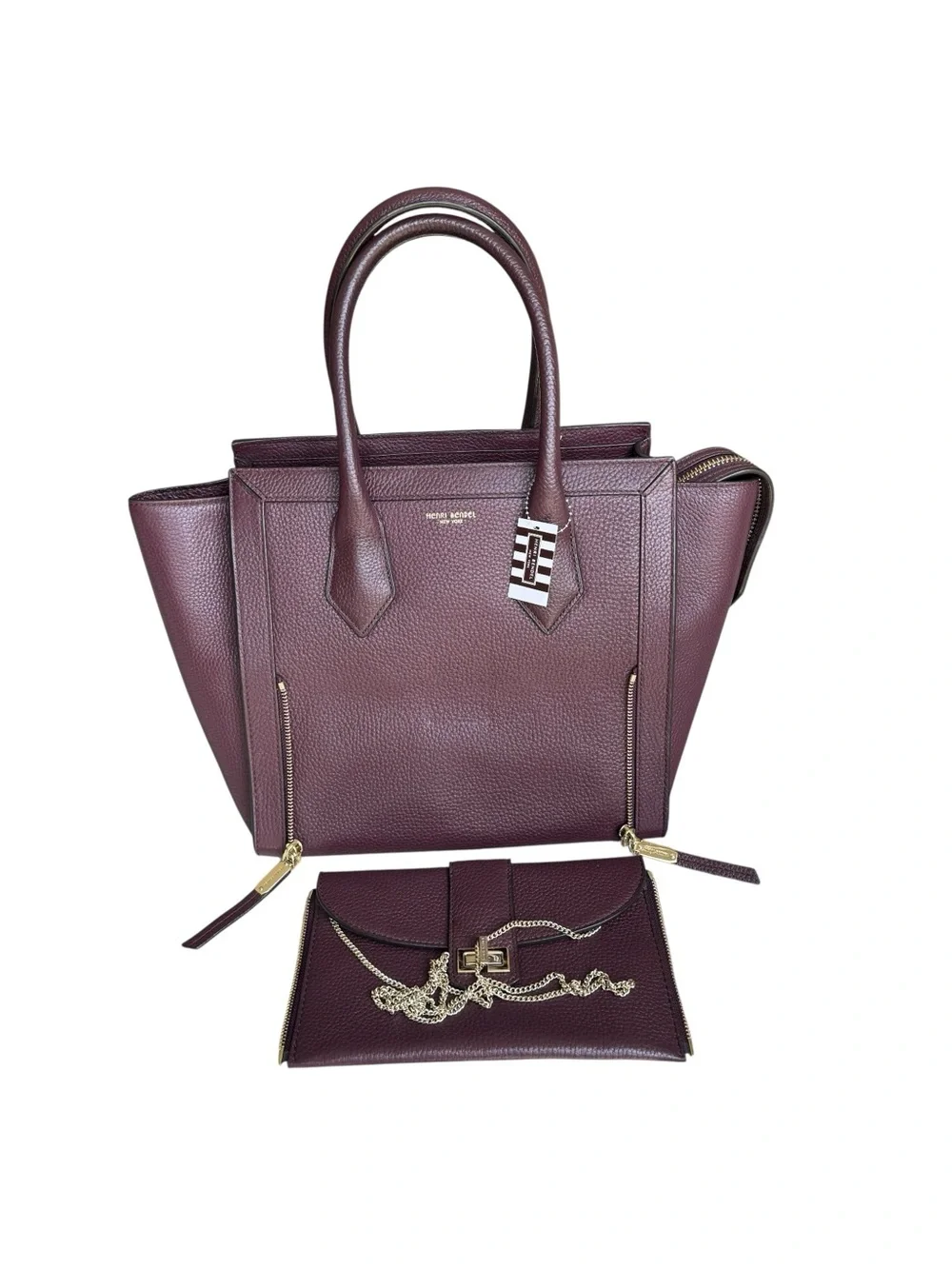 🆕 Henri Bendel Rivington Tote Bag Burgundy Satchel